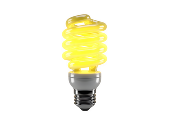 3D Yellow CFL Lightbulb - Energy Saving, Sustainable Lighting, Eco-Friendly, Green Technology, Bright Idea, Innovation, Efficiency, Electric