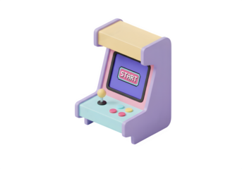 3D Blue Arcade Machine Icon - Retro Gaming, Entertainment, Childhood Nostalgia, Fun Play, Video Games, Leisure, Hobby, Arcade Cabinet