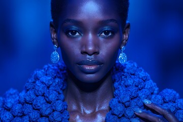 High Fashion Model: Ethnic Beauty With Blue Makeup and Vibrant Jewelry