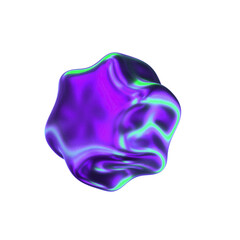 Fototapeta premium Futuristic Purple and Green Abstract Holographic 3D Shape with Grain Texture