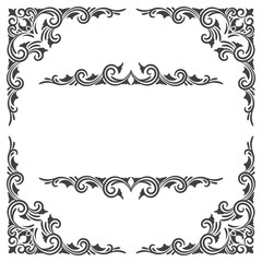 Black and white traditional vintage flower frame
