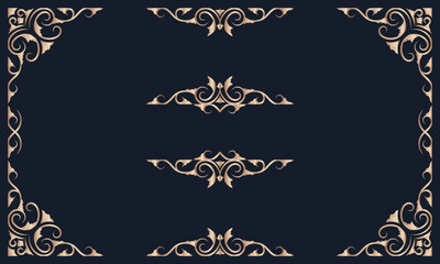 vintage gold frame. Vintage cover. Place for text. Vintage beautiful rectangular frame.