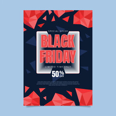 Flat polygonal black friday vertical poster template