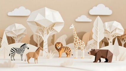 Africa animals cartoon collection with cute giraffe and wildlife in safari landscape