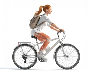 Obraz premium Anatomical illustration of a woman's leg muscles while cycling on a bicycle.