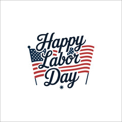 Happy labor day greeting with patriotic elements isolated on white background isolated on transparent background