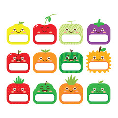Set Colorful fruit name tag cartoon icon illustration