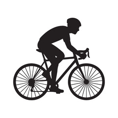 Obraz premium Cyclist silhouette vector, bicycle icon, cycling illustration, sports graphic, fitness symbol, for fitness or sports website, overlay effect or icon, Isolated on transparent background, png