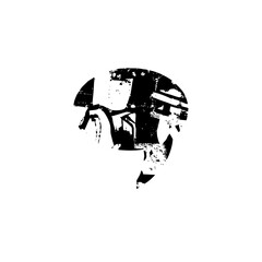 Vector Stylized helmet with a distressed texture.