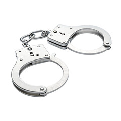 Shiny metal handcuffs isolated on transparent background