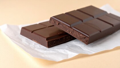 Gourmet dark chocolate bar photo for culinary advertising blog post and packaging design