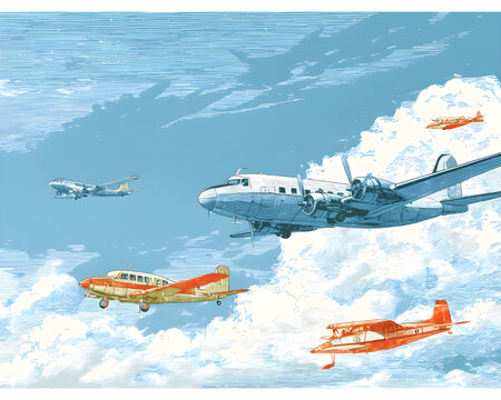 Classic Aviation Fleet Illustration - Powered by Adobe