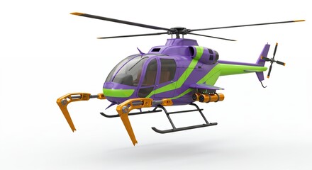 Fototapeta premium Modern purple and green helicopter design