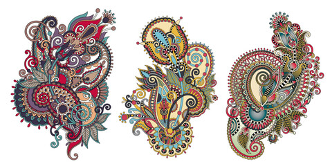 Natural motif batik illustration, Indonesian batik vector design