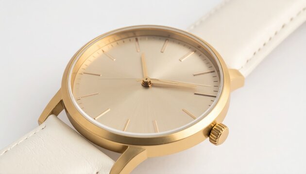 Minimalist gold watch product shot for luxury brand advertisement and modern fashion editorial