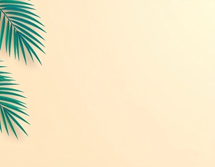 Two green palm leaves on table
3