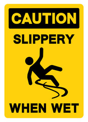 Caution Slippery When Wet Symbol Sign,Vector Illustration, Isolate On White Background Label.EPS10