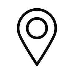 Black and White Icon of Location Pin with Circular Shape Inside Design