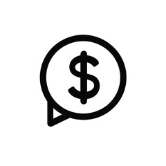 Obraz premium Black Dollar Symbol in Speech Bubble with Transparent Background Icon Design
