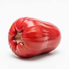 Ripe red wax apple fruit isolated on white background