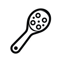 Black outline icon of a spoon with holes isolated on transparent background