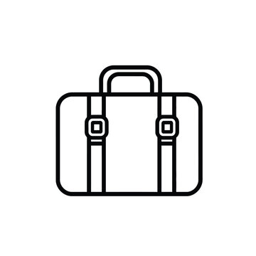 Black outline Icon of a vintage suitcase with transparent background