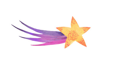 Watercolor star illustration on white background