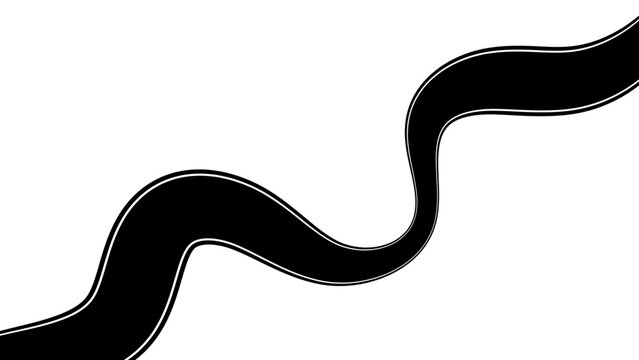 Abstract curvy road on a white background inviting you to travel Road to horizon in perspective. Winding asphalt empty line isolated on transparent back. isolated on transparent back