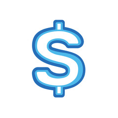 Obraz premium Blue Dollar Symbol Icon, Outlined Dollar Sign on Transparent Background