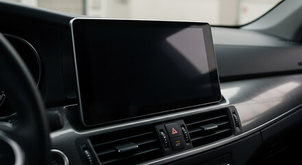 Naklejka premium Blank Infotainment Screen – Modern Luxury Car Interior