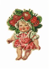 Fototapeta premium Vintage strawberry baby illustration