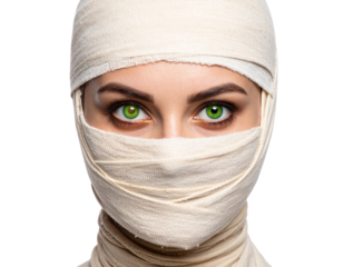 Mummy Face Wrapped in Bandages PNG