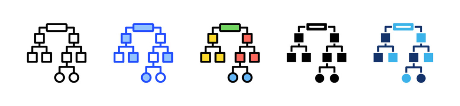 Decision Tree Icon Collection With Multiple Styles
