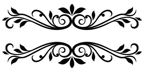 Elegant Floral Ornament with Symmetrical Decorative Patterns and Vines