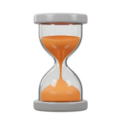 Hourglass with flowing sand 3d rendered, isolated on transparent background
