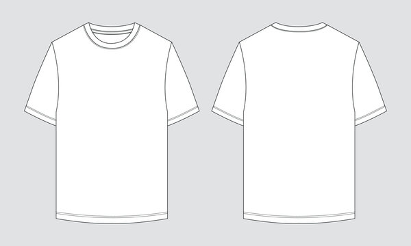 T shirt technical drawing fashion flat sketch vector illustration template 