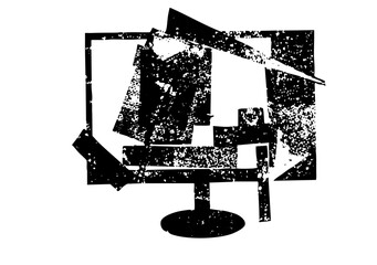 Vector Abstract geometric composition featuring a chair and architectural elements.