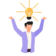 Businessman Celebrating a Big Idea Vector Illustration