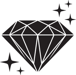 Sparkling black diamond gemstone with starburst accents