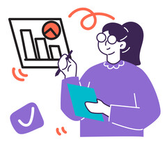 Girl Student Receiving Certificate,Reviewing Document and Finding Idea Vector Illustration