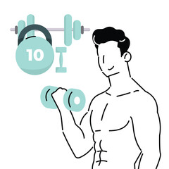 Workout and Fitness Activity with People Vector Illustration with light color