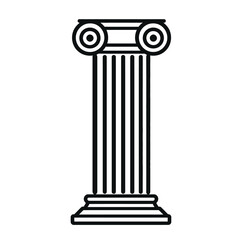 Ionic Order Column Isolated with Circles Line Art on White Background
