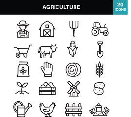 Agriculture and farming icon set