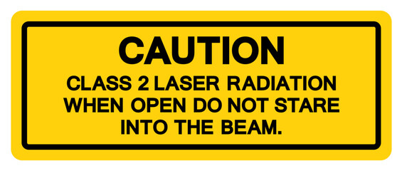Caution Calss 2 Laser Radiation Symbol Sign,Vector Illustration, Isolate On White Background Label. EPS10