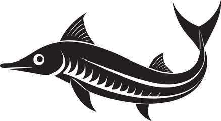 Black silhouette of a swordfish isolated on white background