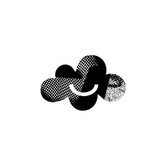 Vector Abstract floral arrangement with halftone and textured elements.