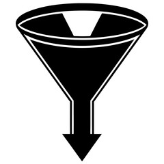 Simple black funnel with arrow silhouette vector illustration