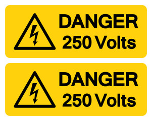 Danger 250 Volts Tag Symbol Sign,Vector Illustration, Isolate On White Background Label. EPS10