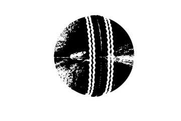 Vector Black and white cricket ball with textured seams.