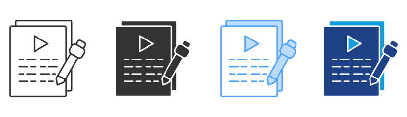 Script Icon Set Multiple Style Collection